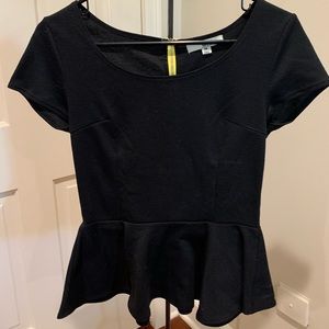 Black peplum top with zip up back